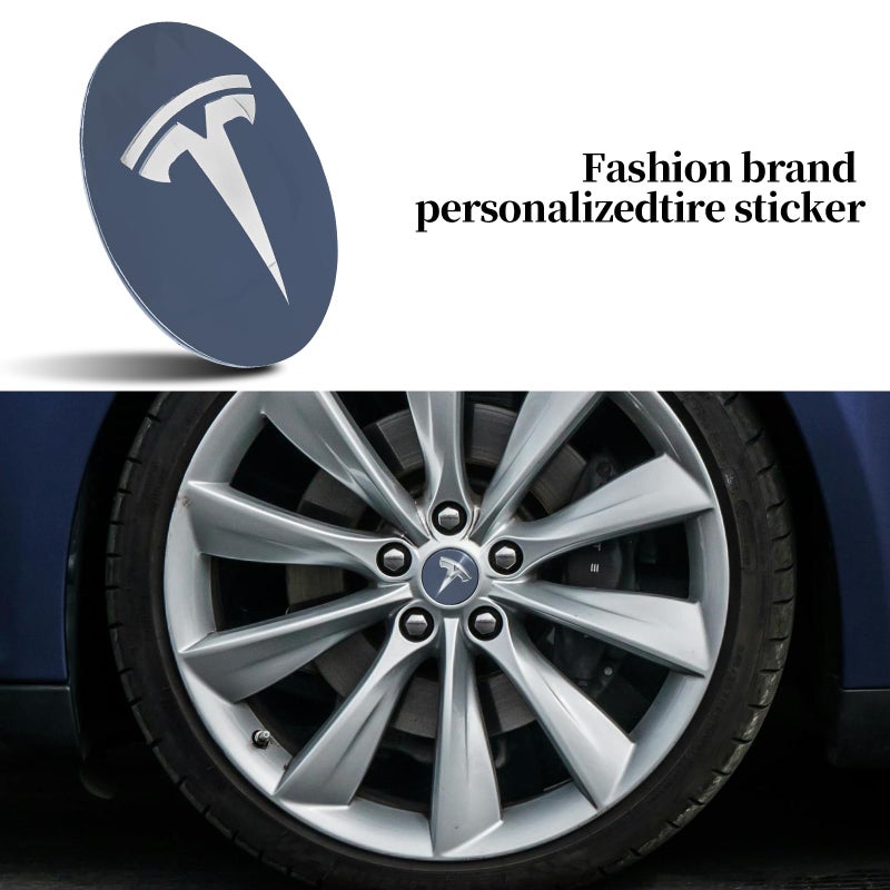 Knomix 4 عبوات من الألومنيوم المقاوم للماء لغطاء العجلة ملصق شعار مركزي لطراز Tesla 3 موديل Y 56 مم Hubcaps غطاء حافة العجلة (أسود لامع) - Image 4